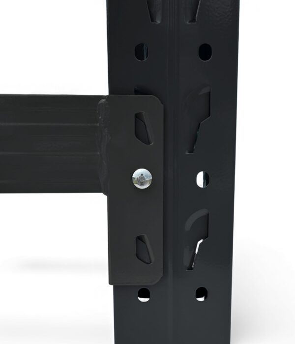 heavy duty steel shelving beam upright connection black