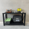 heavy duty steel workbench with tools and storage boxes black