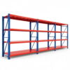 heavy duty steel 3 bay longspan shelving unit blue and orange