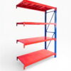 heavy duty steel shelving add on bay blue and orange