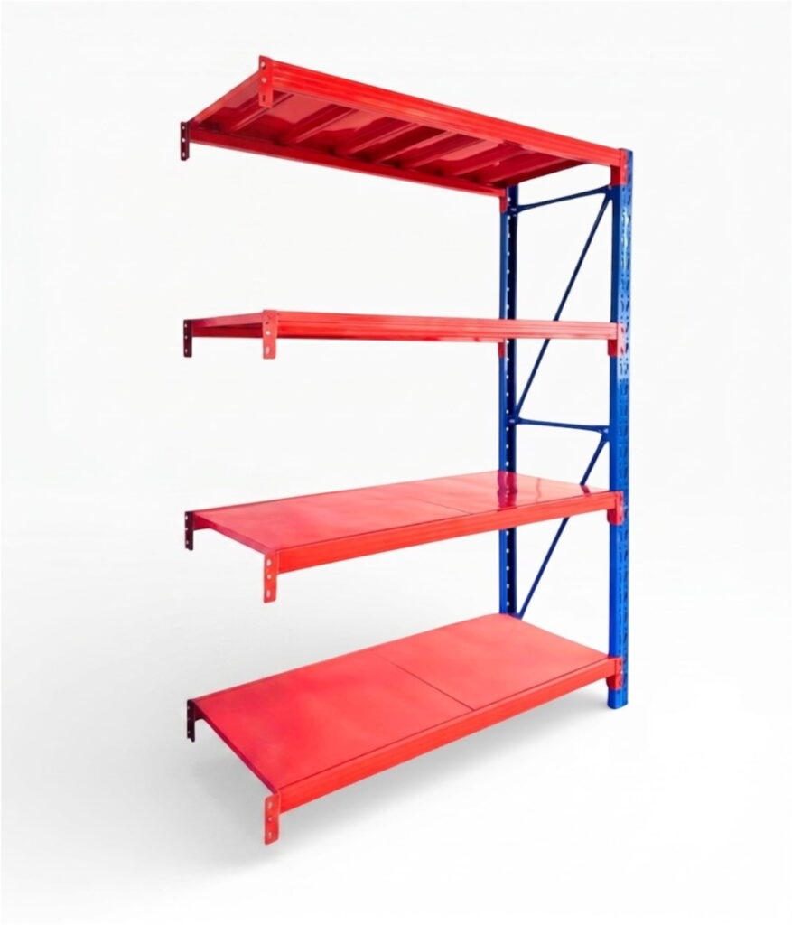 heavy duty steel shelving add on bay blue and orange